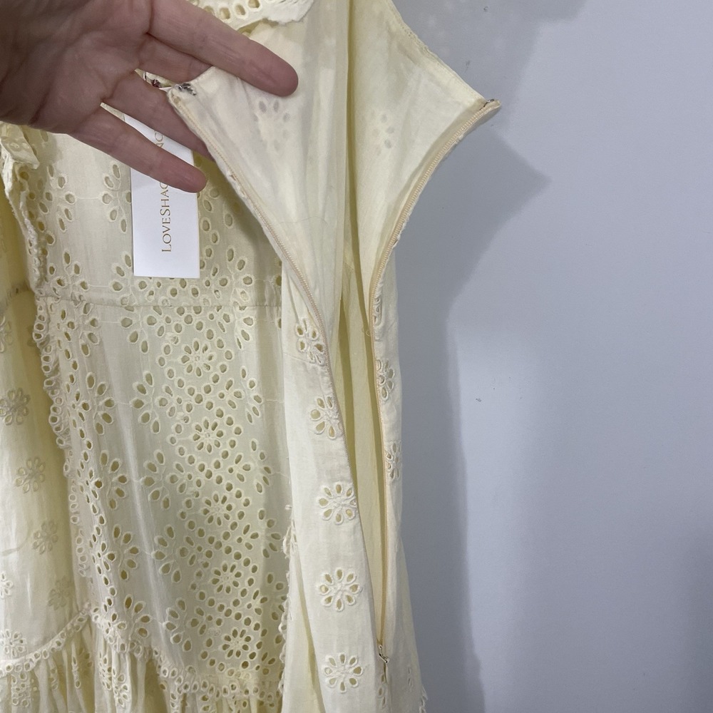 NWT LoveShackFancy Cressida Eyelet Maxi Dress in Pisco Yellow Buttercream MEDIUM - Picture 15 of 16